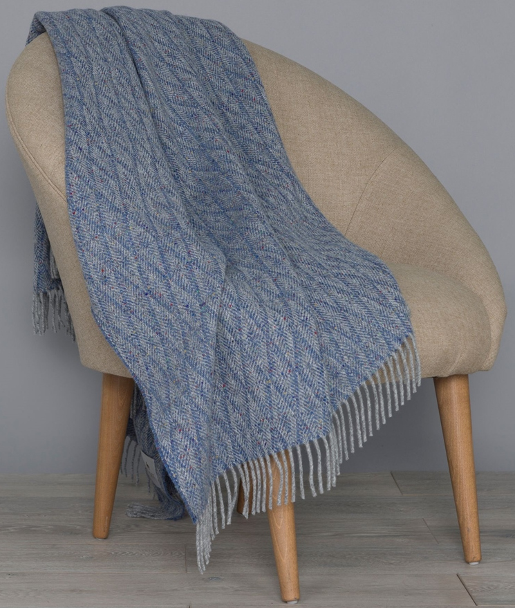 Fern Throw Grey/Blue