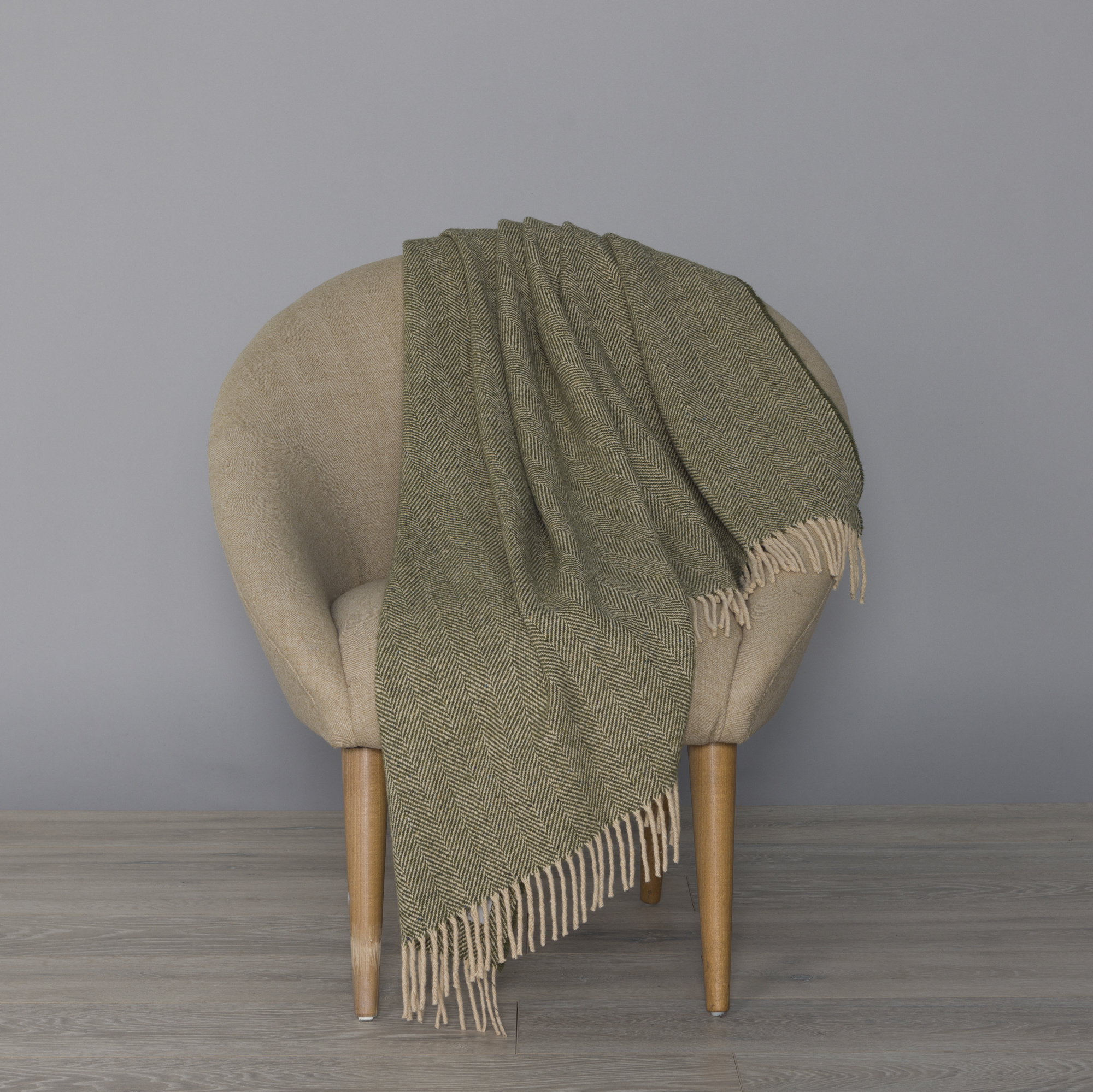 Oversized Herringbone Cream/ Sage Green