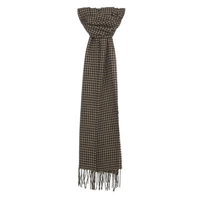 Scarf In Oat & Navy Houndstooth