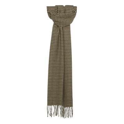 Houndstooth Scarf In Oat & Olive