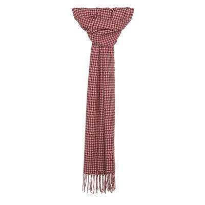Scarf In Cream & Red Houndstooth