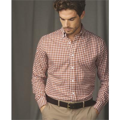 Tullagh Button Down Shirt In Rust Gingham