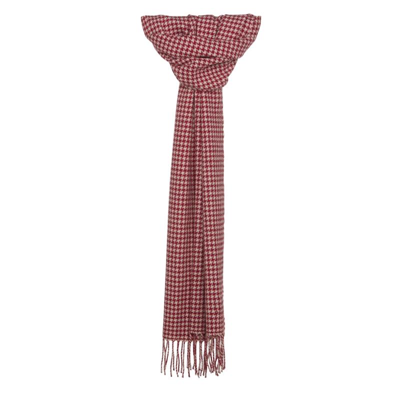 Houndstooth Scarf 180x30cm Crm/Red