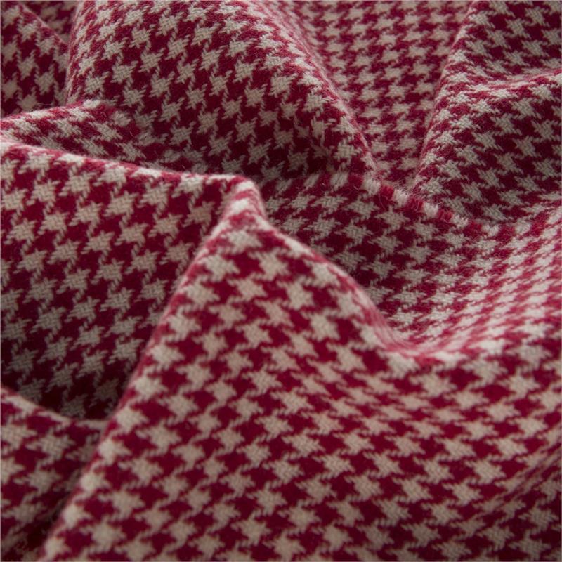 Houndstooth Scarf 180x30cm Crm/Red-1